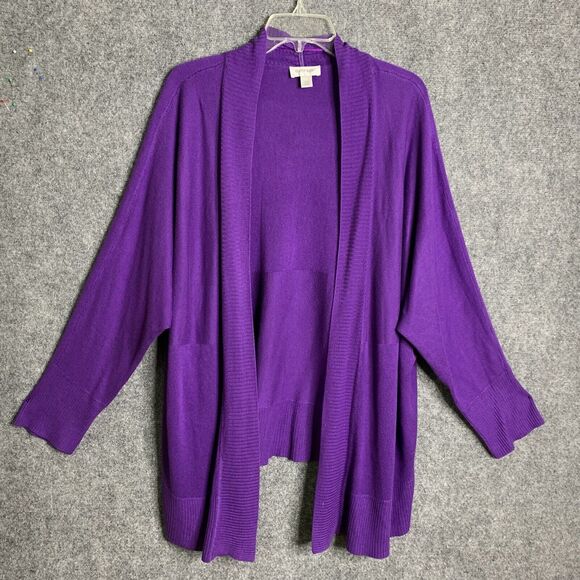 Avenue Women’s Open Cardigan Size 26-28 Purple Long Sleeve Light Weight - Picture 1 of 14